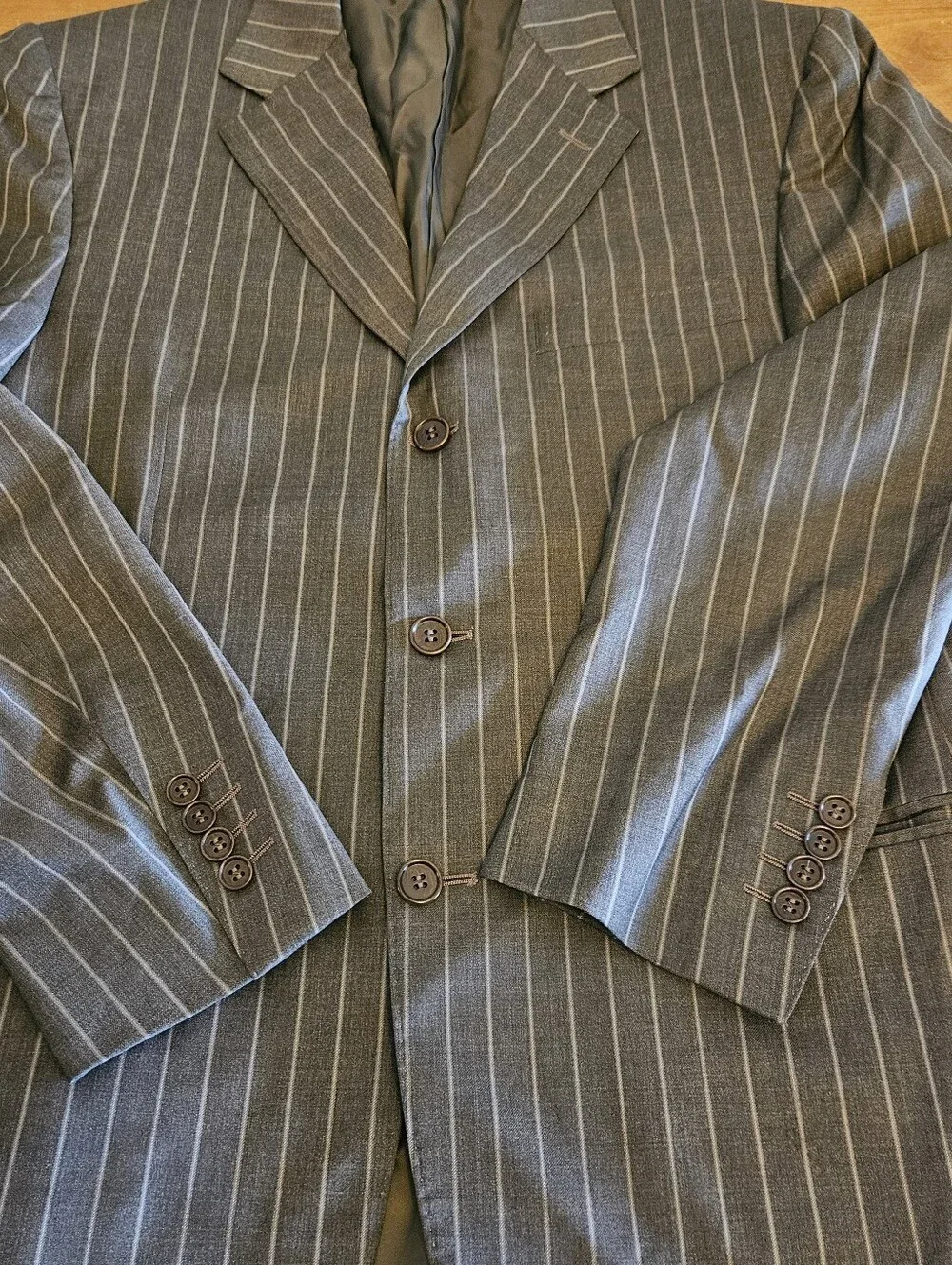 Canali Suit Jacket Brown Pinstripe Striped Blazer Sport Jacket 42R Pure Wool